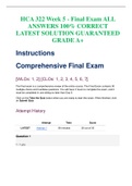 HCA 322 Week 5 - Final Exam ALL ANSWERS 100% CORRECT  LATEST SOLUTION GUARANTEED GRADE A+