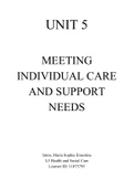 UNIT 5 ASSIGNMENT Meeting Individual Care and Support Needs Latest Update