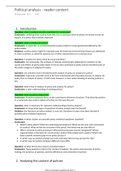 Summary reader Policy Analysis + summary all articles