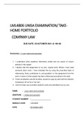 COMPANY LAW TAKE-HOME PORTFOLIO/EXAMINATION, WITH ALL QUESTIONS ANSWERED 100%. 