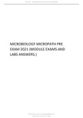 Microbiology Micropath pre exam 2021 (module exams and labs answers.).