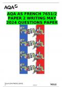 AQA AS FRENCH 7651&sol;2 PAPER 2 WRITING MAY 2024 QUESTIONS PAPER
