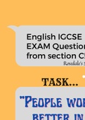 People Work Better In Teams Than On Their Own ~ IGCSE English Language B Exam Practise Question