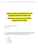 LEHNE&rsquo;S PHARMACOTHERAPEUTICS FOR ADVANCED PRACTICE NURSES AND PHYSICIAN ASSISTANTS 2ND EDITION ROSENTHAL TEST BANK
