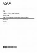 AQA AS ENGLISH LITERATURE B PAPER 2A MARK SCHEME 2024 &lpar;7716&sol;2A &colon;Literary genres &colon;Prose and poetry &colon;Aspects of Tragedy &rpar;