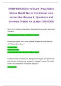 NRNP 6675 Midterm Exam &vert; Psychiatric Mental Health Nurse Practitioner care across the lifespan II &vert; Questions and Answers Graded A&plus; &vert; Latest 2024&sol;2025