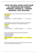 ASTR 1020 FINAL EXAM LATEST EXAM &vert; ALL QUESTIONS AND CORRECT ANSWERS &vert; GRADED A&plus; &vert; VERIFIED ANSWERS &vert; JUST RELEASED