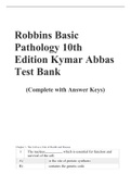 Robbins Basic Pathology 10th Edition Kymar Abbas Test Bank (Complete with Answer Keys)