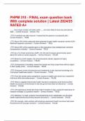 PHPM 310 - FINAL exam question bank With complete solution &vert; Latest 2024&sol;25 RATED A&plus; 