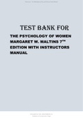 Test Bank for The Psychology Of Women 7th EDITION Margaret W. Matlins with Instructors manuaL