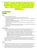 POST - FINAL EXAM GUIDE 601 ALL ANSWERS 100% SOLVED &GRADED FALL -2021 LATEST GUARANTEED GRADE A+