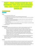 POST - FINAL EXAM GUIDE 601 ALL ANSWERS 100&percnt; SOLVED &GRADED FALL -2021 LATEST GUARANTEED GRADE A&plus;