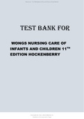 Wong's Nursing Care of Infants and Children, 11th Edition, Marilyn J. Hockenberry Test Bank
