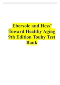 Ebersole and Hess’ Toward Healthy Aging 9th Edition Touhy Test Bank