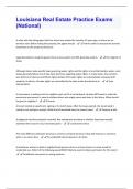 Louisiana Real Estate Practice Exams &lpar;National&rpar; Questions and Answers well Explained Latest 2024&sol;2025 Update 100&percnt; Correct&period;