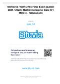 NUR2755 &sol; NUR 2755 Final Exam &lpar;Latest 2021 &sol; 2022&rpar;&colon; Multidimensional Care IV &sol; MDC 4 - Rasmussen
