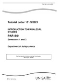 INTRODUCTION TO PARALEGAL STUDIES PAR1501 Semesters 1 and 2  Department of Jurisprudence