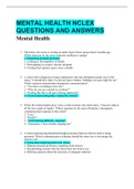 Mental Health NCLEX QUESTIONS AND ANSWERS&period;