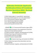 Nebraska Pesticide Applicator  Certification Exam All Combined  Review Questions With  Revised  Correct Answers 