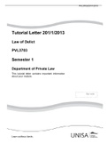 2013  Law of Delict  PVL3703  Semester 1