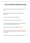  US & GA HISTORY EXEMPTION EXAM QUESTIONS AND ANSWERS 2024