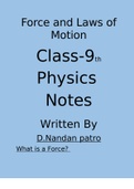 Class notes Force and Laws of Motion  Science, class 9th 