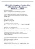 GHUM 1122 - Conspiracy Theories &ndash; Final UPDATED Exam Questions and  CORRECT Answers