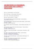 AIR METHODS CC PARAMEDIC QUESTIONS AND CORRECT SOLUTIONS &Tab;