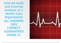 Internal Audit and External Analysis of a Health Care Organization ALL ANSWERS 100% CORRECT GUARANTEED GRADE A+ 