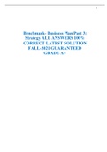 Benchmark- Business Plan Part 3: Strategy ALL ANSWERS 100% CORRECT LATEST SOLUTION FALL-2021 GUARANTEED GRADE A+
