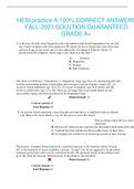 HESI practice A 100&percnt; CORRECT ANSWERS FALL-2021 SOLUTION GUARANTEED GRADE A&plus;