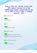 Exam 1&colon; NSG 432&sol; NSG432 &lpar;Latest 2024&sol; 2025 Update&rpar; Nursing Care of the Childbearing Family Complete Review&vert; Qs & As&vert; 100&percnt; Correct&vert; Grade A &lpar;Verified Answers&rpar; - GCU