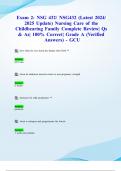 Exam 2&colon; NSG 432&sol; NSG432 &lpar;Latest 2024&sol; 2025 Update&rpar; Nursing Care of the Childbearing Family Complete Review&vert; Qs & As&vert; 100&percnt; Correct&vert; Grade A &lpar;Verified Answers&rpar; - GCU