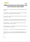 Biology 105 Final Exam With Questions And Correct Answers Latest Version