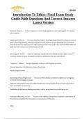 Introduction To Ethics&colon; Final Exam Study Guide With Questions And Correct Answers Latest Version