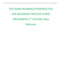 TEST BANK PHARMACOTHERAPEUTICS FOR ADVANCED PRACTICE NURSE PRESCRIBERS 5TH EDITION Woo Robinson