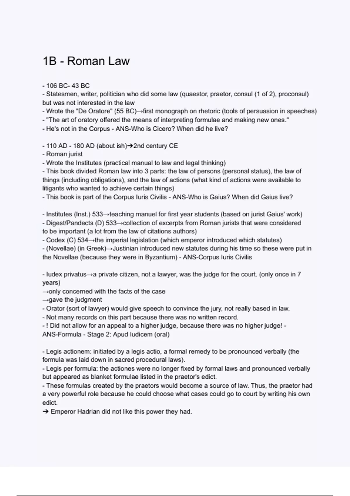 1B - Roman Law (Latest 2025/ 2026 Update) Questions and Verified ...