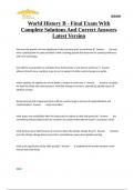World History B - Final Exam With Complete Solutions And Correct Answers Latest Version