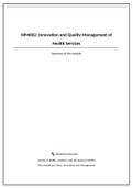 HPI4002: Innovation and Quality Management of Health Services - summary
