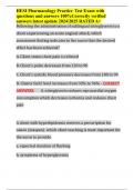 HESI Pharmacology Practice  Test Exam with questions and answers 100&percnt; Correctly verified answers latest update 2024&sol;2025 RATED A&plus;