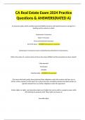 CA Real Estate Exam 2024 Practice Questions & ANSWERS&lpar;RATED A&rpar;