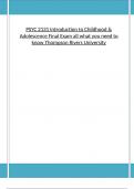 PSYC 2131 Introduction to Childhood & Adolescence Final Exam all what you need to know Thompson Rivers University