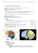 Summary of all lectures drugs for the Central Nervous System