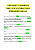 Fencing exam &vert; Questions and Correct Solutions &vert; Latest Update 2024&sol;2025 &vert; Graded A&plus;