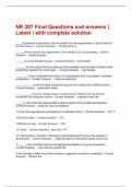 NR 307 Final Questions and answers &vert; Latest &vert; with complete solution