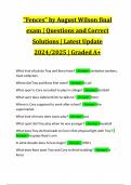 "Fences" by August Wilson final exam &vert; Questions and Correct Solutions &vert; Latest Update 2024&sol;2025 &vert; Graded A&plus;