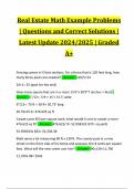 Real Estate Math Example Problems &vert; Questions and Correct Solutions &vert; Latest Update 2024&sol;2025 &vert; Graded A&plus;