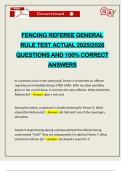 FENCING REFEREE GENERAL RULE TEST ACTUAL 2025&sol;2026 QUESTIONS AND 100&percnt; CORRECT ANSWERS