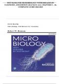 TEST BANK FOR MICROBIOLOGY WITH DISEASES BY TAXONOMY&comma; 6TH EDITION &lpar;BAUMAN&rpar; ALL CHAPTERS 1 - 26&comma; COMPLETE GUIDE 2024-2025