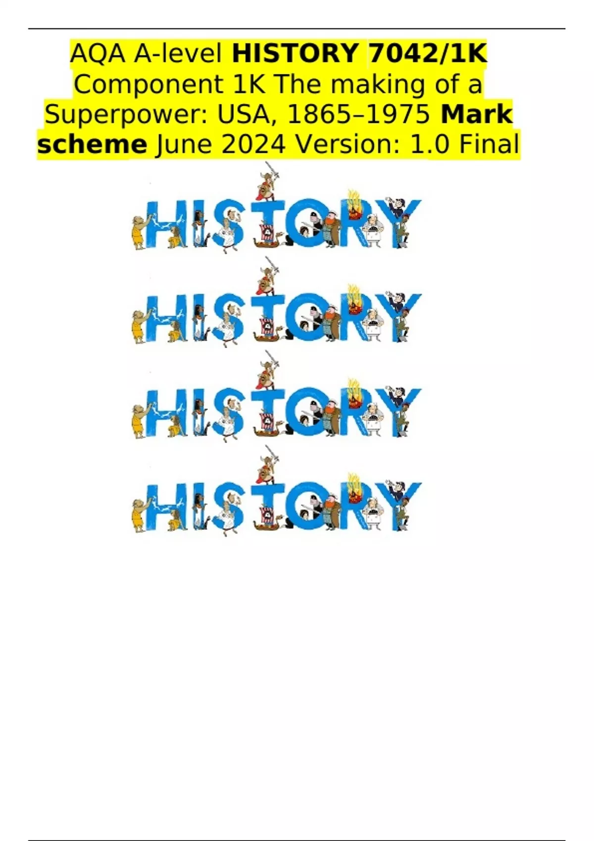 AQA A-level HISTORY 7042/1K Component 1K The making of a Superpower ...